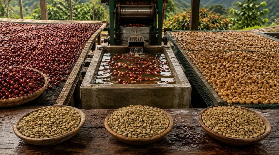 Quy trình hạt cà phê Arabica Đà Lạt tươi mới