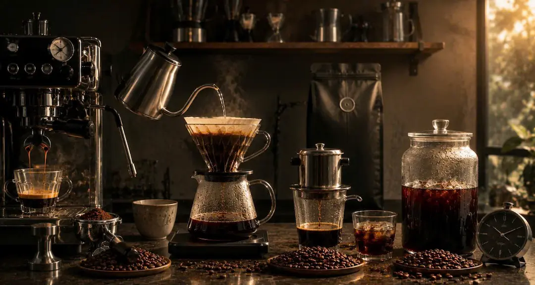 Trải nghiệm các kiểu pha hạt cà phê rang xay ở Hà Nội